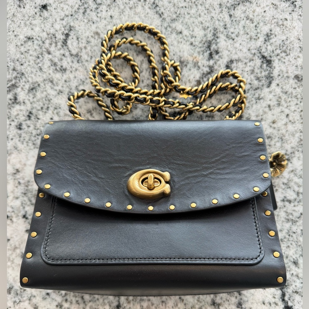 Coach Parker 18 Shoulder Bag- Black/Brass